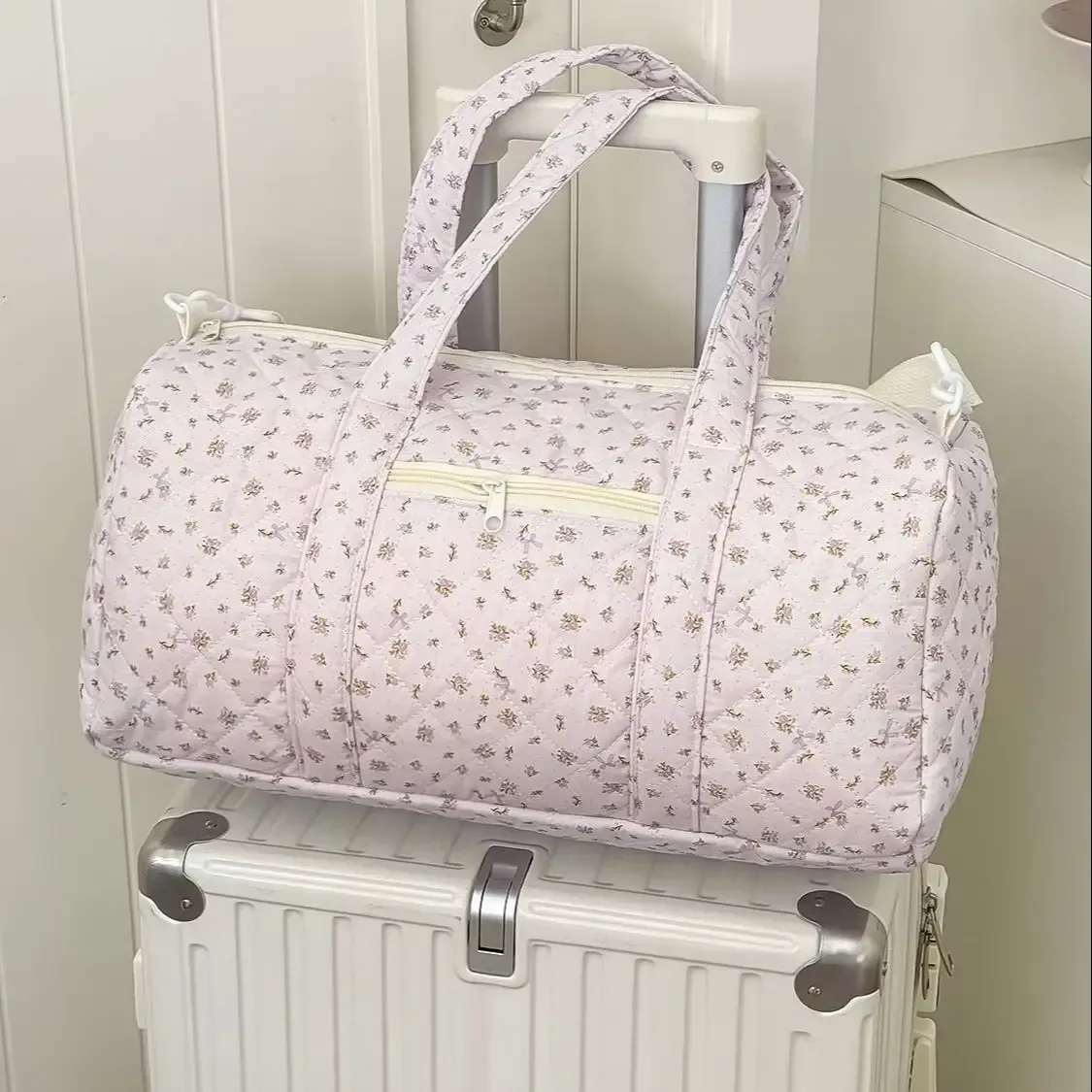 sac de voyage léger grande capacité yt, sac boston à bandoulière, petit sac de voyage matelassé à motifs floraux, style ins