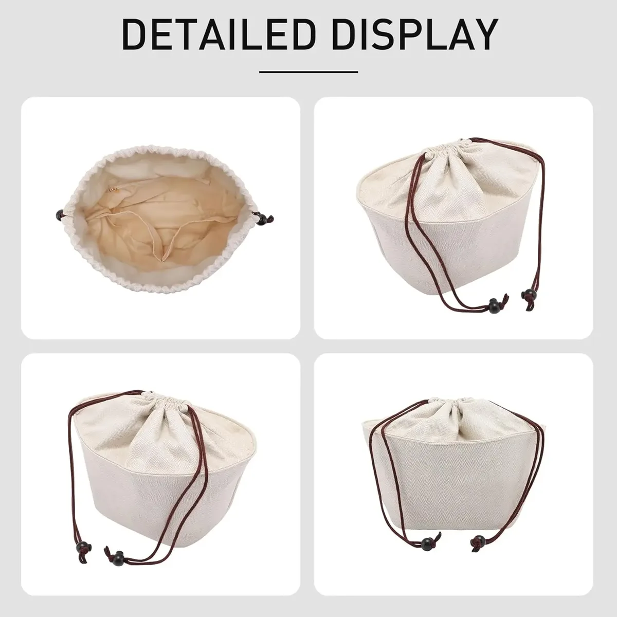 [sac non inclus] organisateur de sac à main pour le sac loewe small anagram basket, organisateur de sac en toile avec fermeture à cordon.