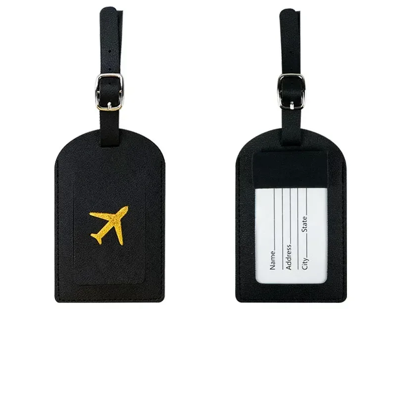 étiquettes de bagage colorées en cuir pu pour femmes et hommes, avec nom, cartes d'identité, étiquettes de valise pour bagages, sacs de voyage