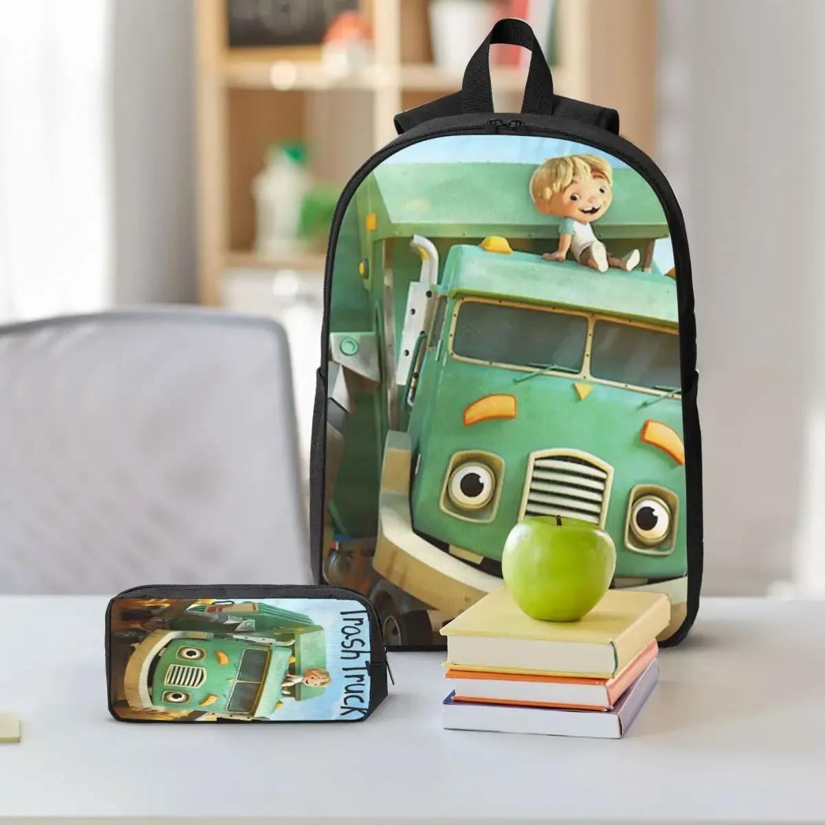 sac à dos de dessin animé hank and trash truck, sac d'école pour garçons et filles, sacs à bandoulière pour ordinateur, sac à déjeuner isolé 3ps, trousse à crayons