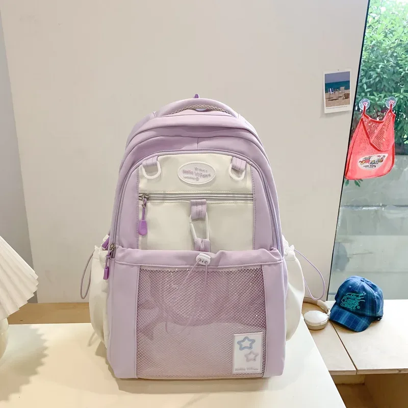 sac à dos d'école en nylon mignon pour fille et adolescente cartable multi-poches kawaii pour livre et ordinateur portable