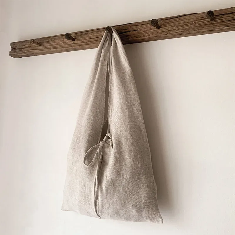 sacs de courses rétro en lin pour femmes, sacs réutilisables pour articles divers, sacs à bandoulière pliables avec lacets, sacs de voyage et de plage, grands sacs à main