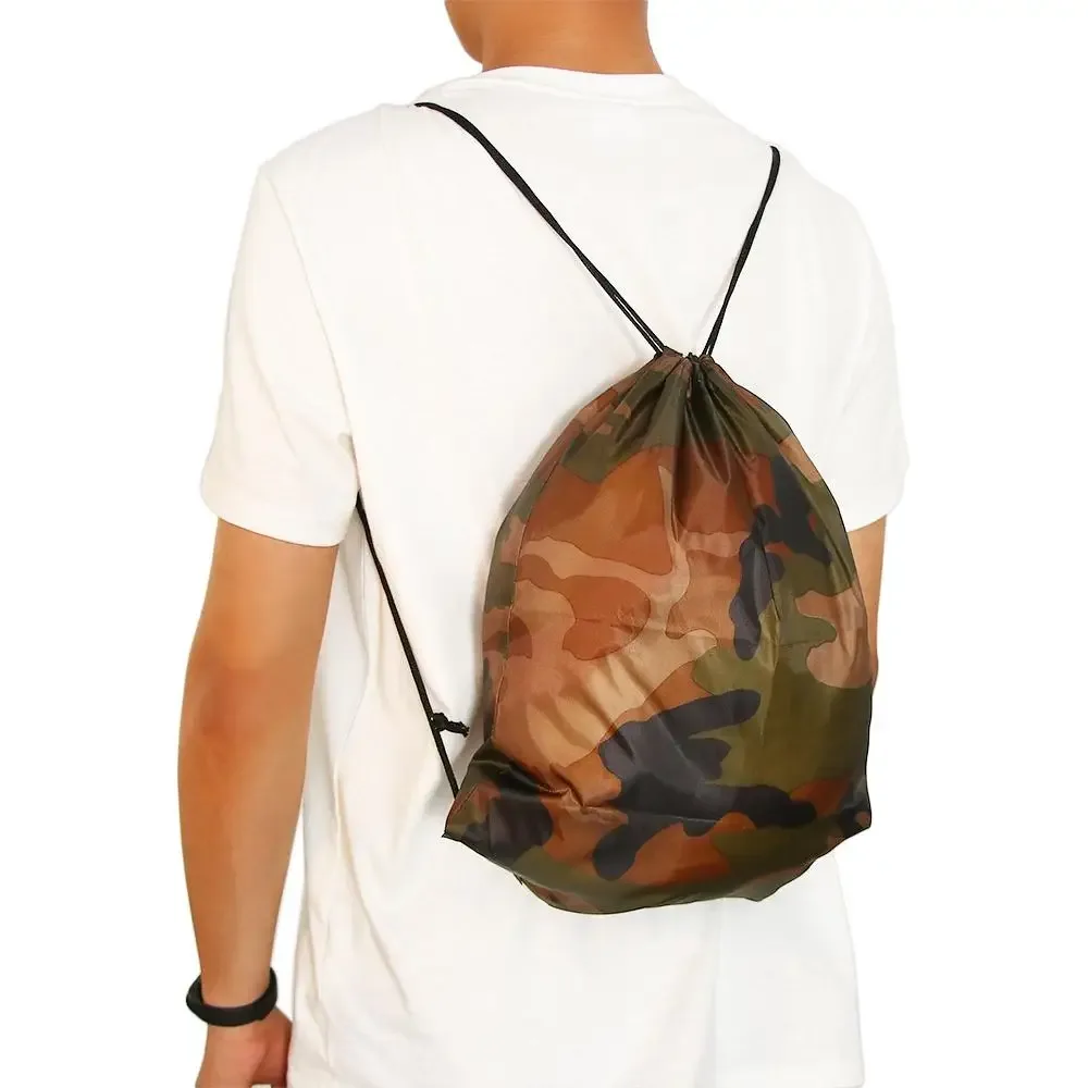 sac de voyage léger pour chaussures et vêtements, sac à dos de rangement épais, sac à cordon camouflage, sac oxford, sac de sport portable