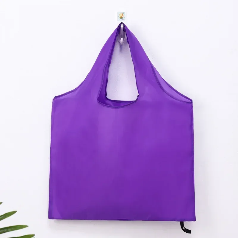 sac de courses réutilisable de couleur unie pour femmes et hommes, sac d'épicerie pliable en nylon, sac fourre-tout écologique, sacs à main portables