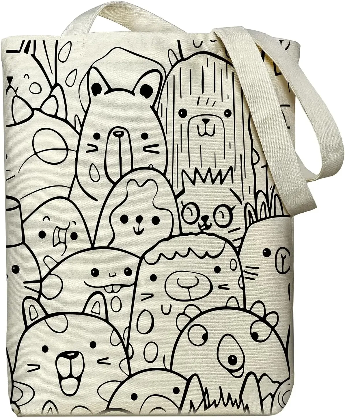 sac fourre-tout en toile pour femmes, sac fourre-tout avec poche intérieure zippée, sac en toile zippé pour le shopping, le travail, les courses, la mode au quotidien