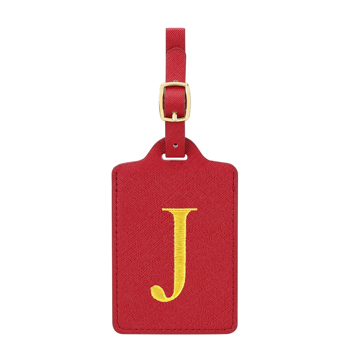 étiquettes de bagage miyin 26 lettres en cuir pu pour valises, protection de la vie privée, accessoires de voyage essentiels, rouge éclatant