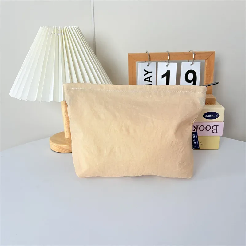 sac cosmétique en nylon avec logo imprimé personnalisé, couleur unie simple, pochette pour femme, grande capacité, fermeture éclair, sacs de rangement pour articles de toilette