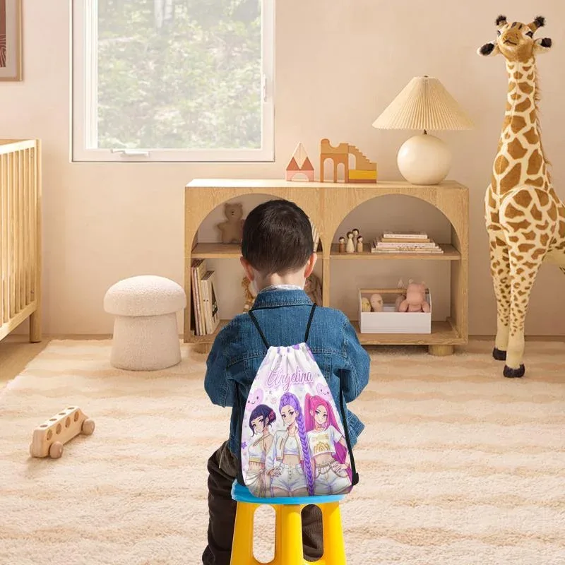 sac à dos à cordon personnalisé avec nom et texte, sac de sport léger, sac de voyage, sac de rangement pour femmes, hommes et enfants