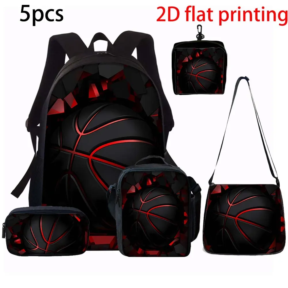 ensemble de sacs à dos graphiques sur le thème du basketball (1/2/3/4/5 pièces) | parfait pour l'école et les déplacements quotidiens