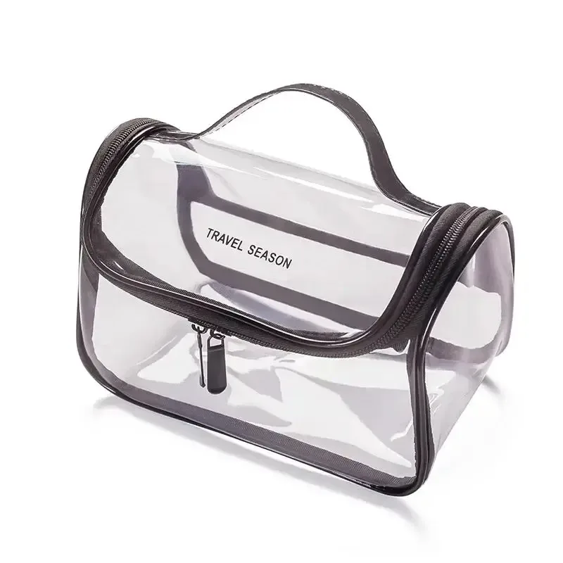 sac de voyage transparent et étanche pour cosmétiques, pochette de rangement à fermeture éclair pour maquillage et articles de toilette, facile à transporter