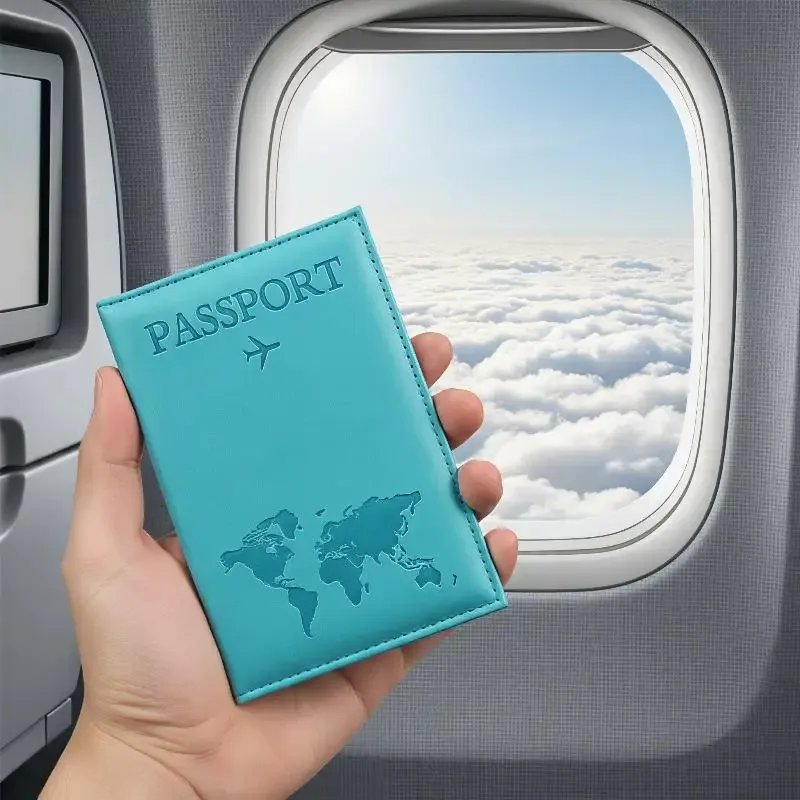 Porte-passeport en cuir PU, organisateur de documents résistant aux rayures pour hommes et femmes, cadeau de voyage d'anniversaire, 1 pièce