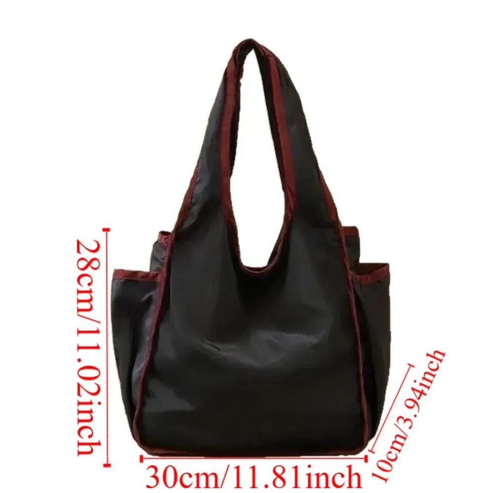 sac de courses réutilisable de grande capacité, sac fourre-tout pliable et imperméable, sac écologique en polyester à blocs de couleur, sac d'étude