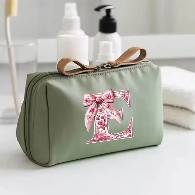 sac à main pour femme avec 26 lettres florales en forme de nœud, trousse de maquillage, sac de rangement, cadeau de la saison de la rentrée scolaire, saint-valentin, anniversaire