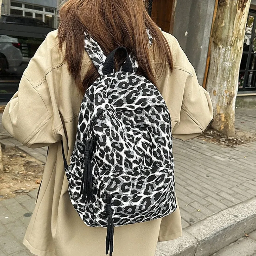 nouveau sac à dos tendance à imprimé léopard pour femmes, sac à dos de voyage décontracté polyvalent, sac à dos style spicy girl, tendance instagram