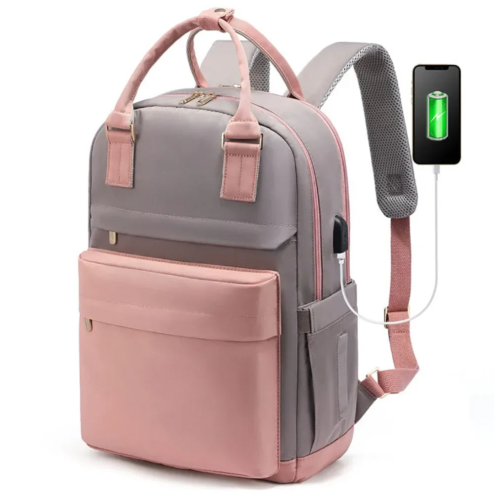 sac à dos pour ordinateur portable de 15,6 pouces pour femmes, avec port usb, grande capacité, sac de voyage étanche, sac à dos vintage