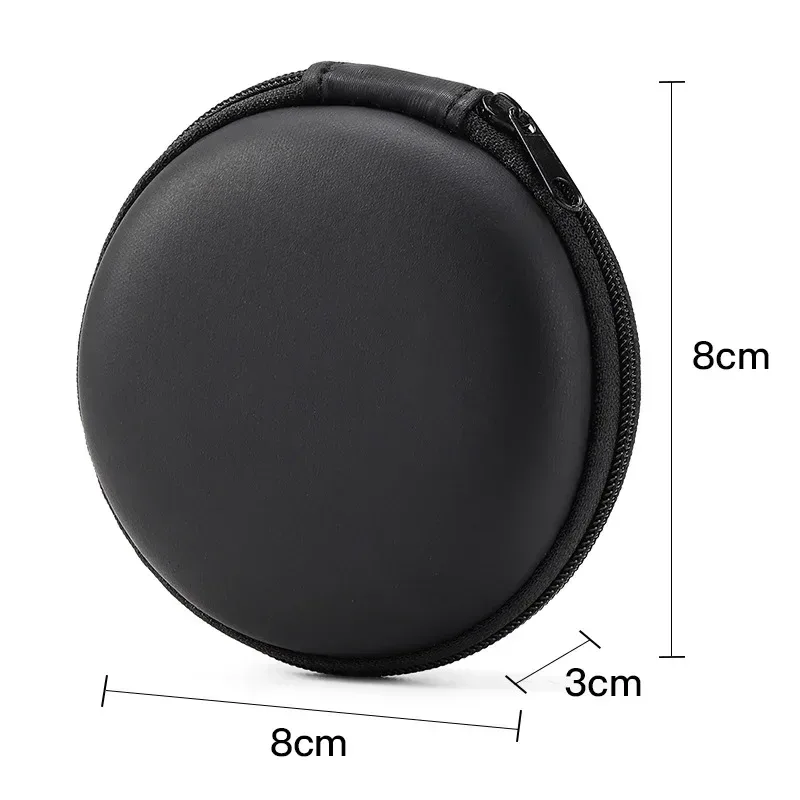 mini pochette de rangement ronde en eva, sac antichoc en tissu composite avec fermeture éclair, organiseur portable pour écouteurs, câbles de données et rangement de voyage