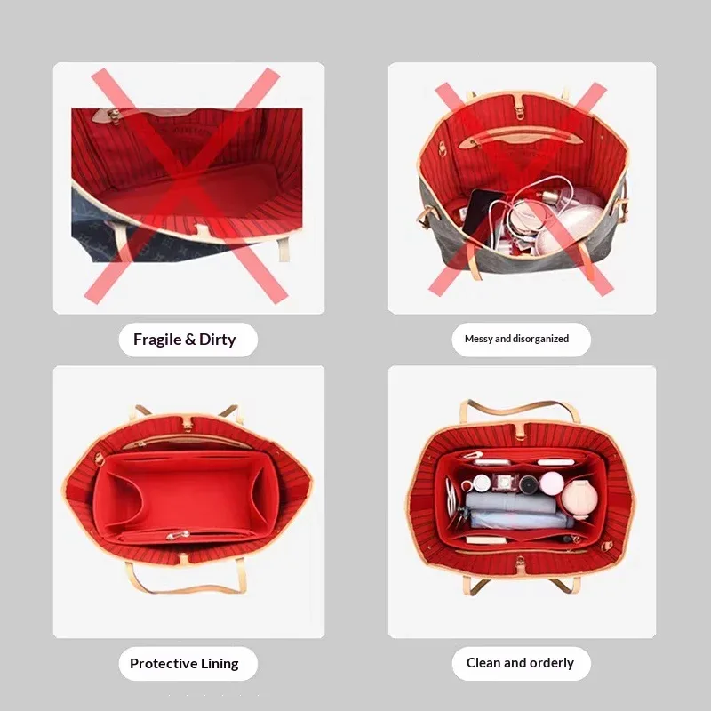 organisateur de sac à main en feutre pour lv neverfull mm, insert pour sacs fourre-tout et sacs à main, organisateur de sac fourre-tout