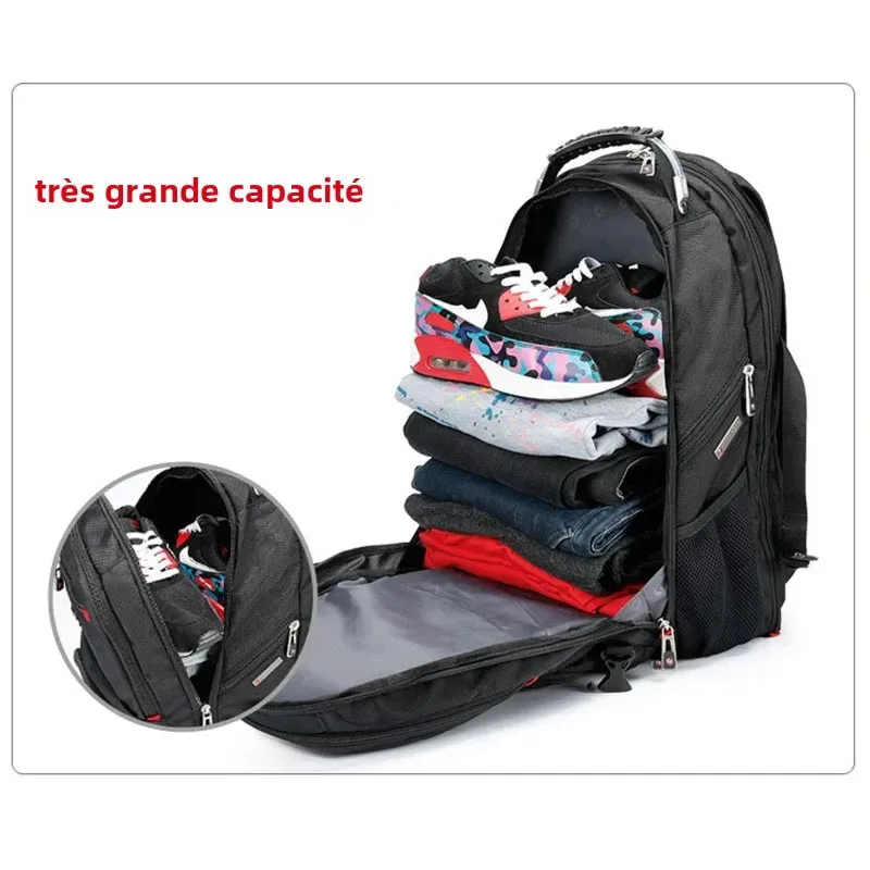 sac à dos multifonctionnel suisse pour ordinateur portable 17 pouces, sac de voyage, sac à livres d'université avec port de chargement usb, résistant à l'eau