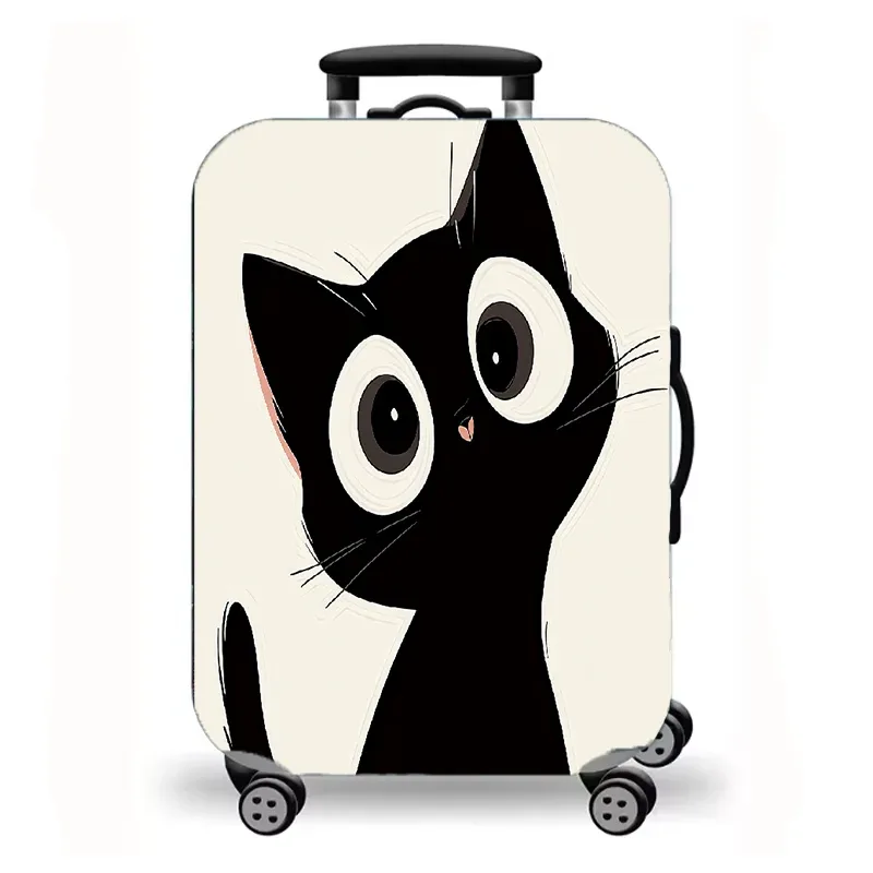 housse de bagage, housse de protection extensible pour valise avec imprimé fantaisie de chat de nuit étoilée, housse de bagage de voyage lavable et anti-rayures