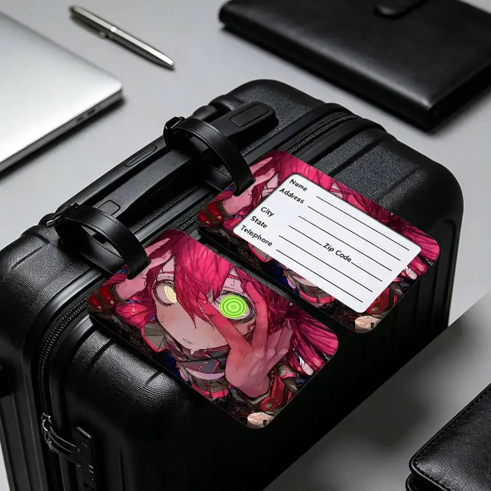 1 pièce étiquette d'identification de bagage en pvc populaire du chanteur virtuel kasane teto, porte-carte d'information anti-perte, étiquette nominative pour valise de voyage