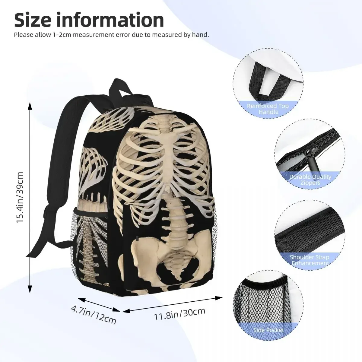 sacs à dos gothiques d'halloween pour garçons et filles, anatomie, rib jos, bones, human modules, seton, cartable, sacs d'école, sac à dos de voyage, initié