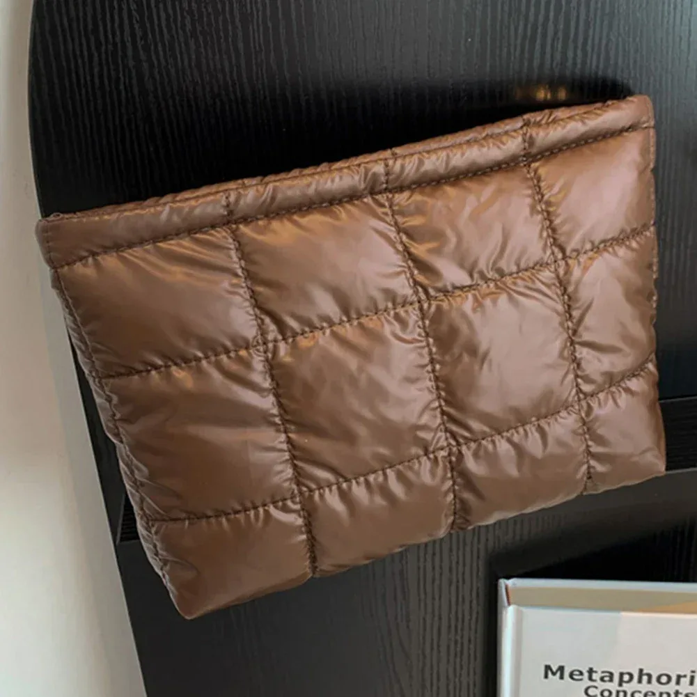 sac à cosmétiques rembourré et matelassé pour femmes, sac de rangement de maquillage de grande capacité, sacs de rangement de maquillage, sacs à cosmétiques de voyage de couleur unie