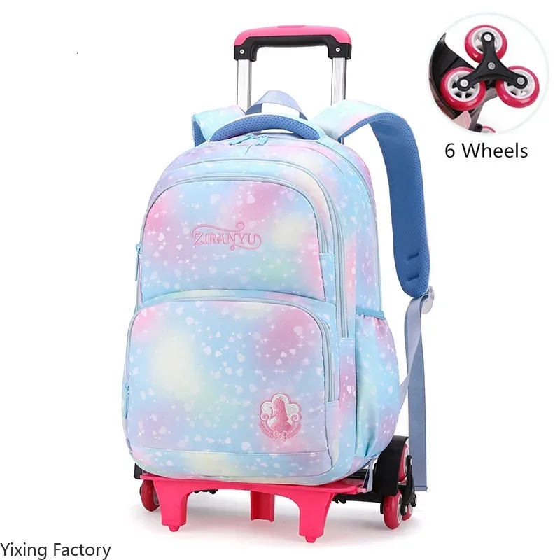 ensemble de sac à dos scolaire à roulettes pour enfants, sacs pour étudiants, sac à roulettes pour filles, cartable mignon, sac à dos à roulettes pour enfant