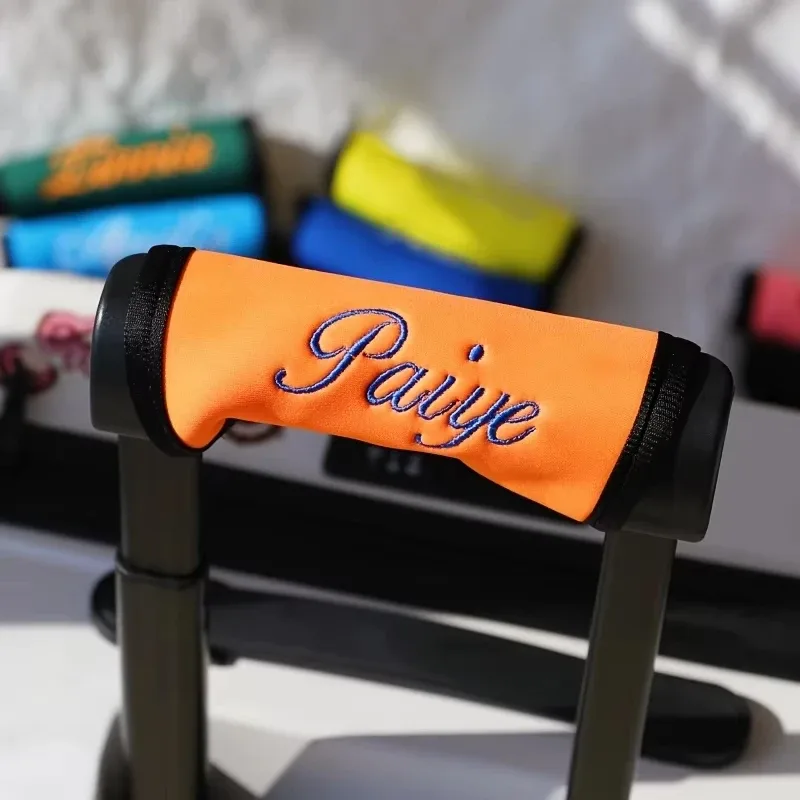 housse de poignée de valise brodée personnalisée avec nom, en velcro, cadeau de vacances personnalisé
