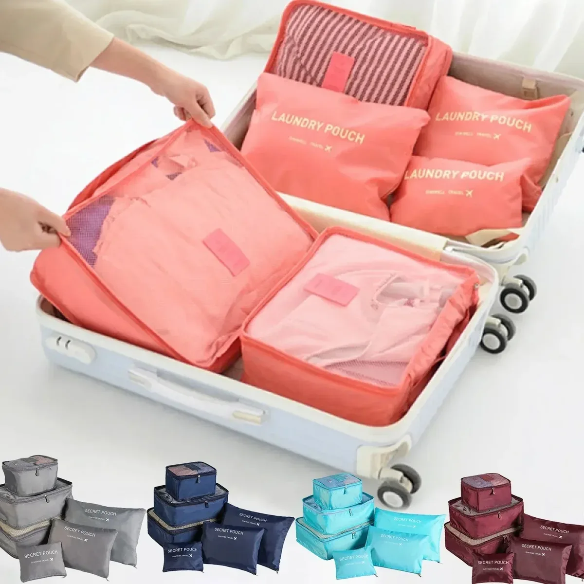 Ensemble de 6 sacs de rangement de voyage, ensemble de sacs de rangement pour valise, organiseurs de bagages portables, organiseurs pliables pour vêtements et chaussures