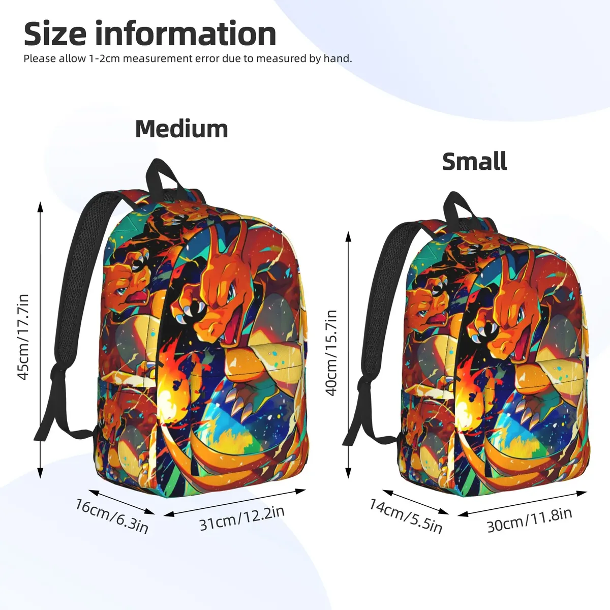 sac à dos tendance sur le thème de pokémon charizard fire blast, mochilas solid pour l'école, sac à dos de grande capacité