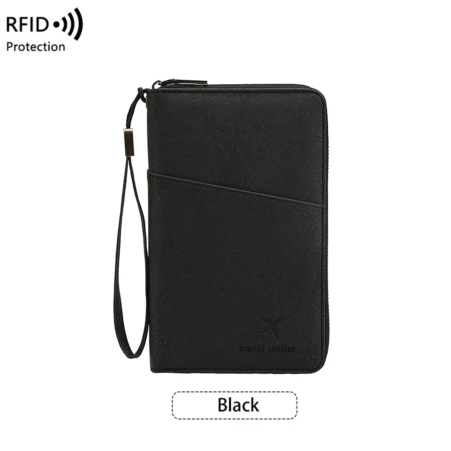 porte-passeport anti-rfid multifonctionnel, organiseur de documents de voyage, sac de rangement pour billets, portefeuille pour plusieurs passeports