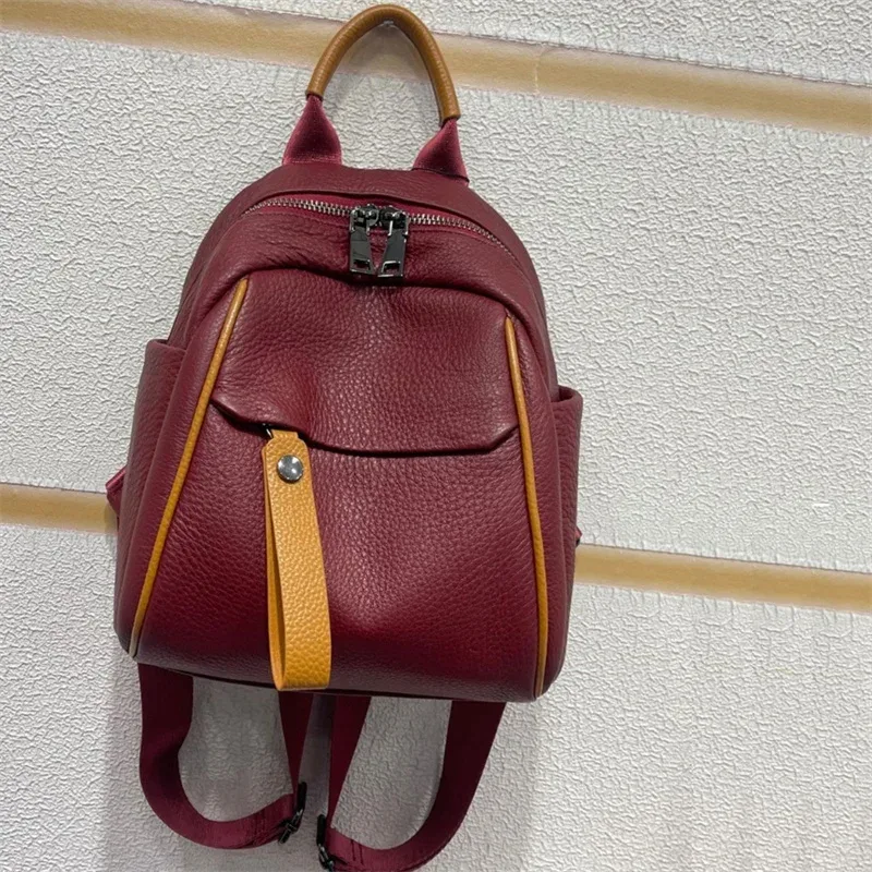 sac à dos décontracté en cuir véritable pour femme, petit sac à dos en cuir de vache véritable, sac de voyage antivol pour femme, mode