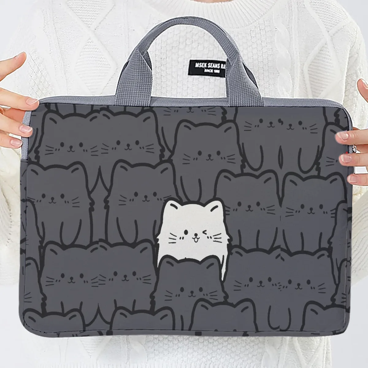 ensemble 1 pièce, sac pour ordinateur portable à motif de chat, mallette, adapté aux ordinateurs portables de 14 pouces, sac pour ordinateur portable fixe