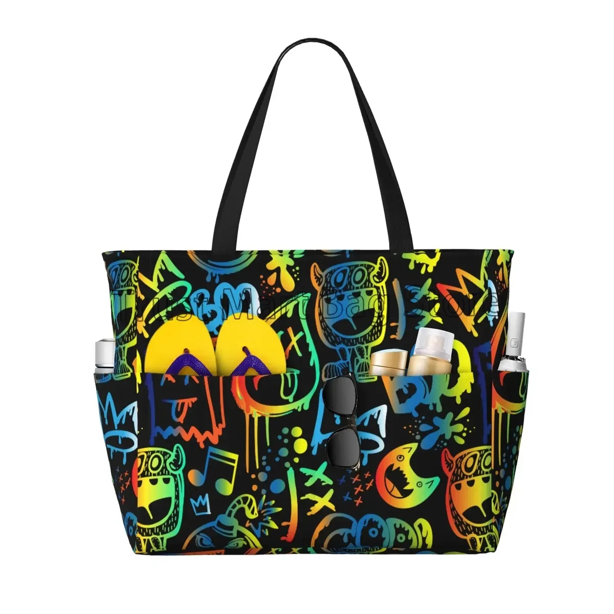 sacs fourre-tout de plage étanches pour femmes, sacs de rangement de grande capacité, sac à main initié pour voyage, vacances, natation, graffiti