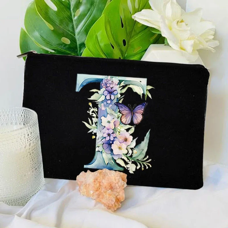 1 pc sac à lettres initiales sac de maquillage avec lettres pour femmes sac à cosmétiques initiales a-z sac de maquillage personnalisé sac de voyage, cosmétique initial