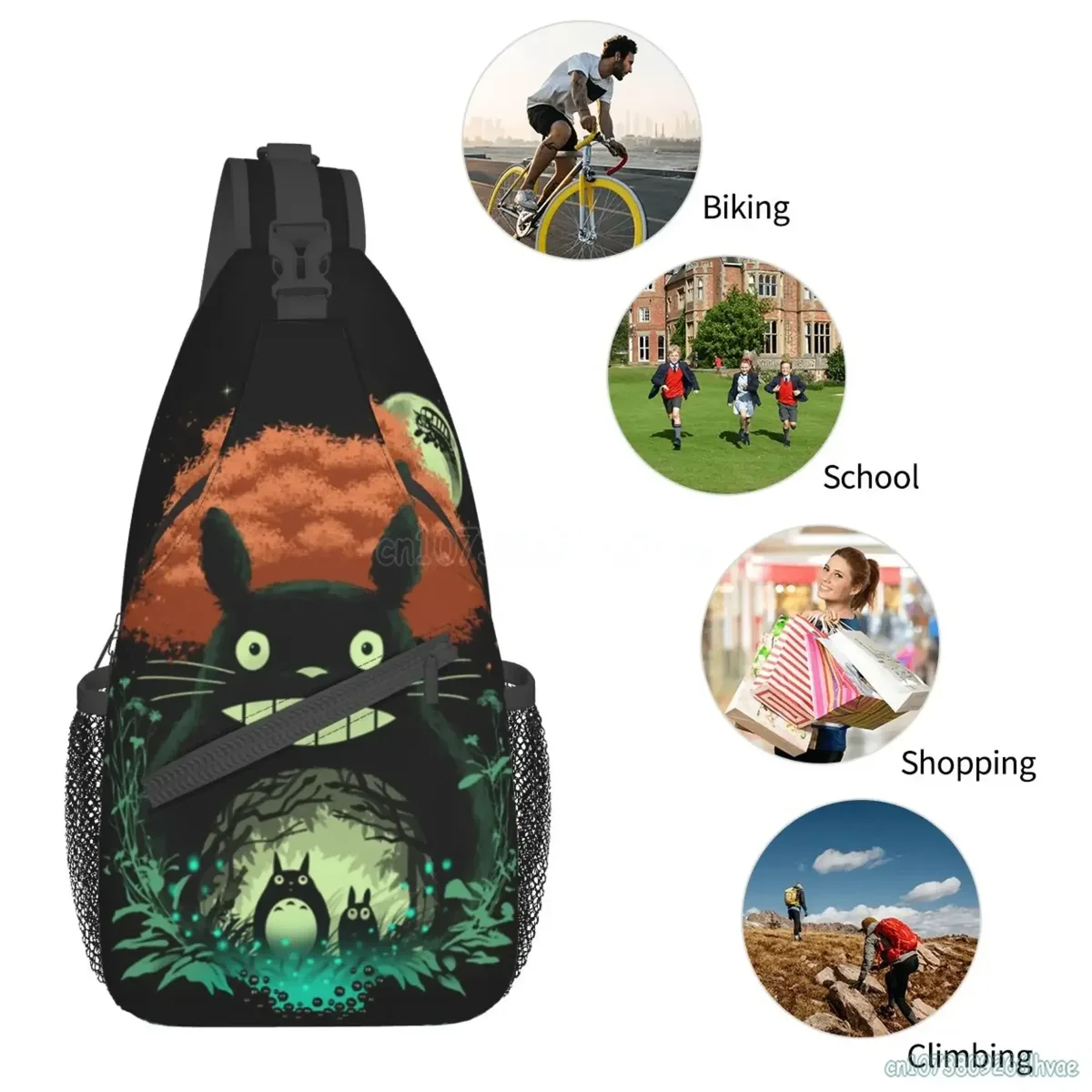 personnalisé mignon dessin animé anime sac à bandoulière unisexe poitrine sac à dos sac à bandoulière voyage randonnée sport décontracté escalade coureurs sac à dos