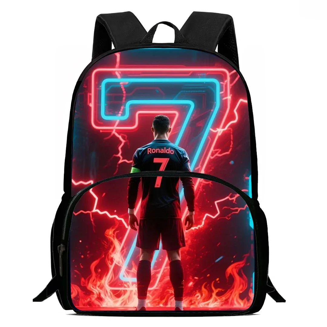 sac à dos imprimé football cr7 de haute qualité, sac de 15 pouces, grands sacs à dos pour ordinateur portable, cartable léger pour garçons et filles étudiants