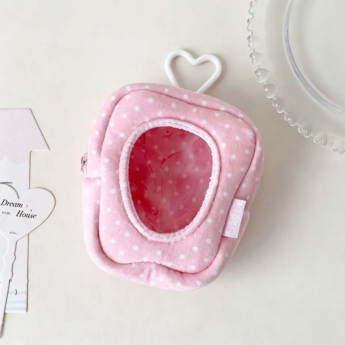 sac de rangement y2k tendance coréenne, couleur unie, à pois, pour poupées, mignon, pour filles, avec bouton cœur pomme, sac de présentation, pendentif décoratif, cadeaux