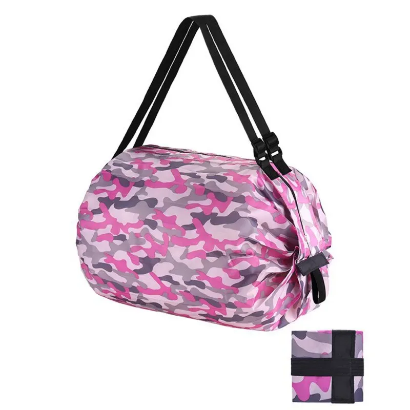 sacs de courses pliables, sac de rangement pliable avec poignée, sacs à main de camouflage de voyage portables, sac en nylon de grande capacité