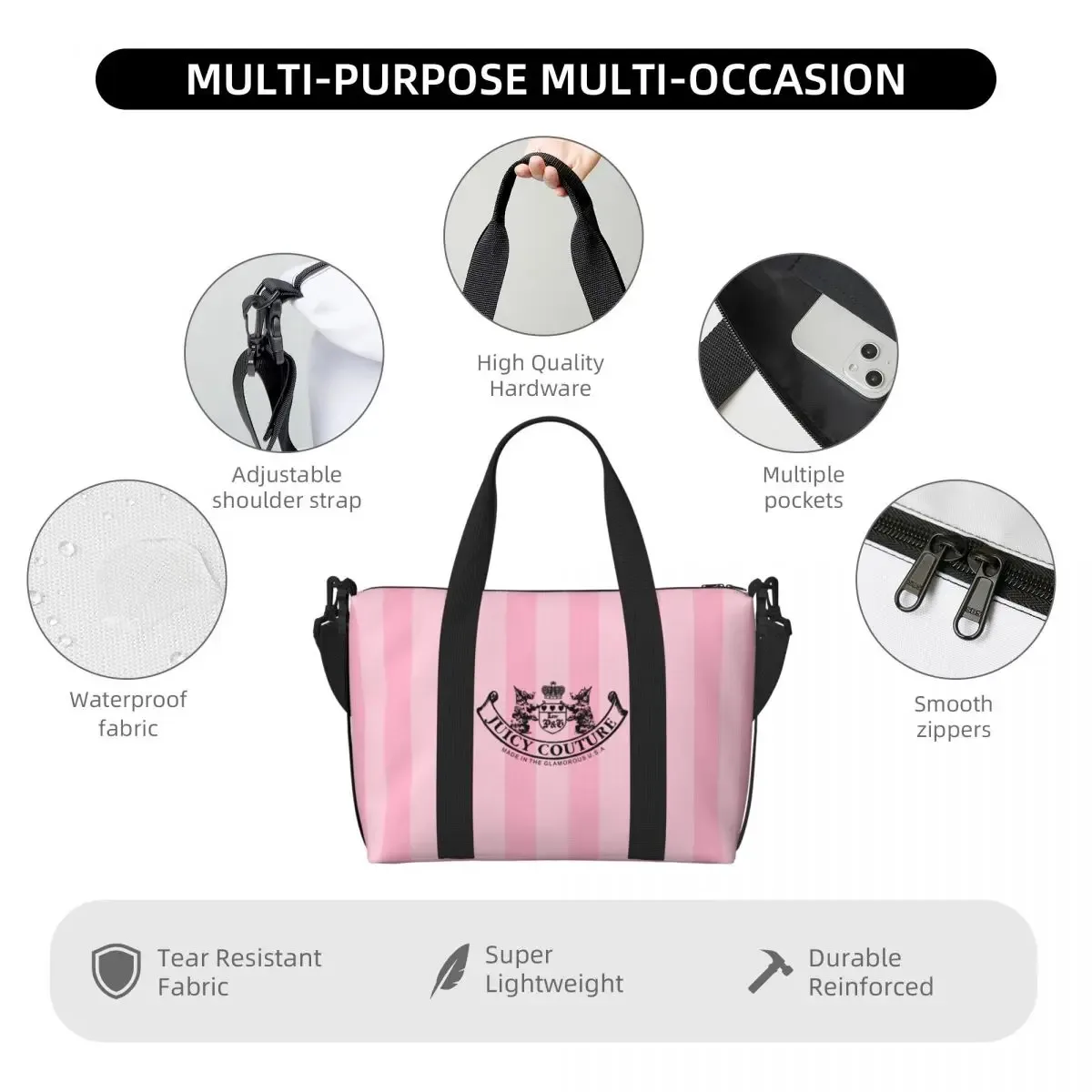 sac de voyage j-juicy-c-couture pour homme et femme, bagage à main de grande capacité, sac de sport et de fitness, ensemble de voyage