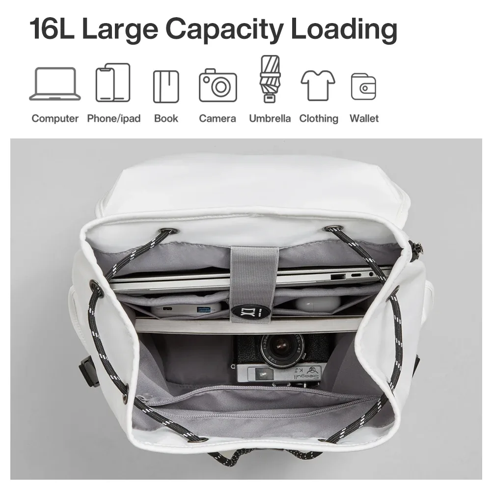 sac à dos pour ordinateur portable mixi new 16'' pour hommes, imperméable, léger, décontracté, pour voyages, école, femmes, plein air, sac à dos 17 pouces blanc m5228