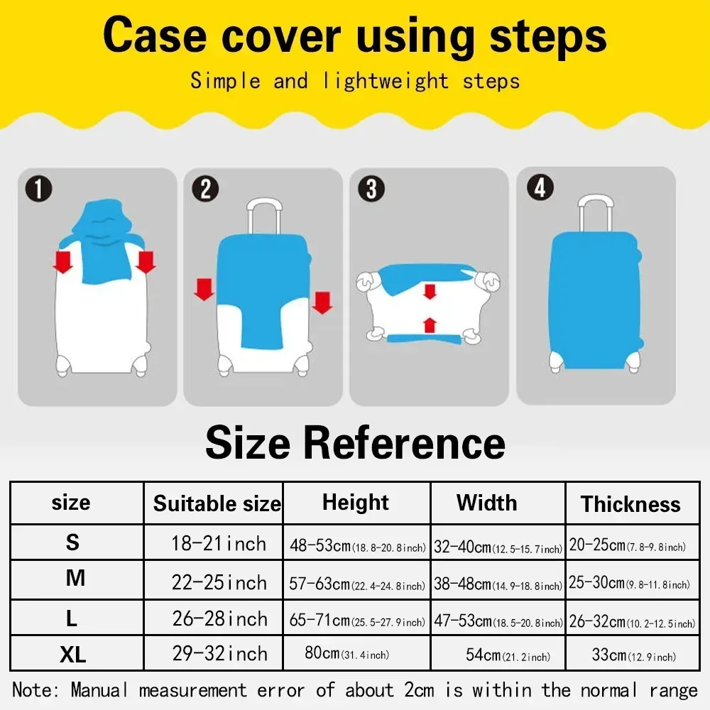 housse de protection pour bagages en tissu extensible, étui de protection pour valise série graphique, housse anti-poussière pour bagages, valise adaptée de 18 à 32 pouces