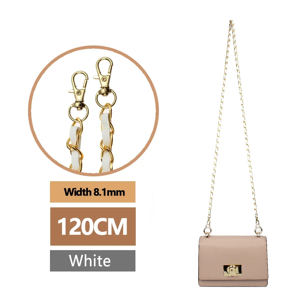 120cm cuir pu + chaîne en métal sac à bandoulière sangle pour femmes sac de mode sac à bandoulière femme sangle en cuir pour sac à main