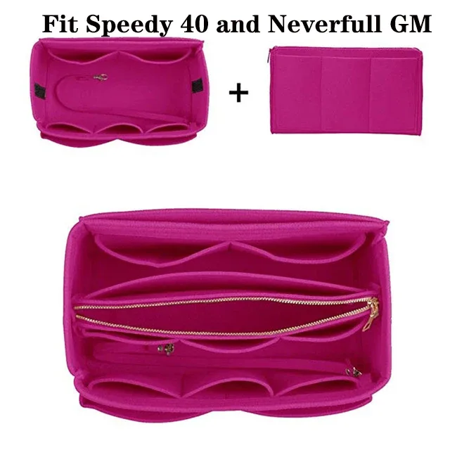 sac d'insertion d'organisateur de maquillage pour sac à main, sac à cosmétiques portatif de sac à main intérieur de voyage, sacs à cosmétiques adaptés à speedy neverfull