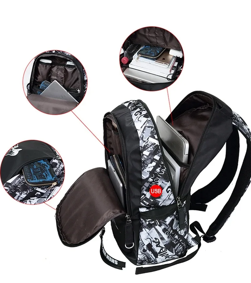 sac à dos d'école pour étudiants, sacs d'école lumineux avec chargeur usb pour adolescents, garçons et filles, cartables antivol pour enfants, sac à dos pour ordinateur portable
