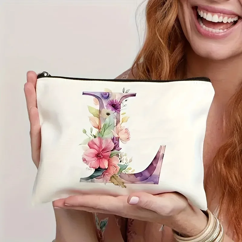 trousse de maquillage pour femme a-z lettre motif créatif sacs de maquillage sac de rangement sacs à fermeture éclair pochette de maquillage