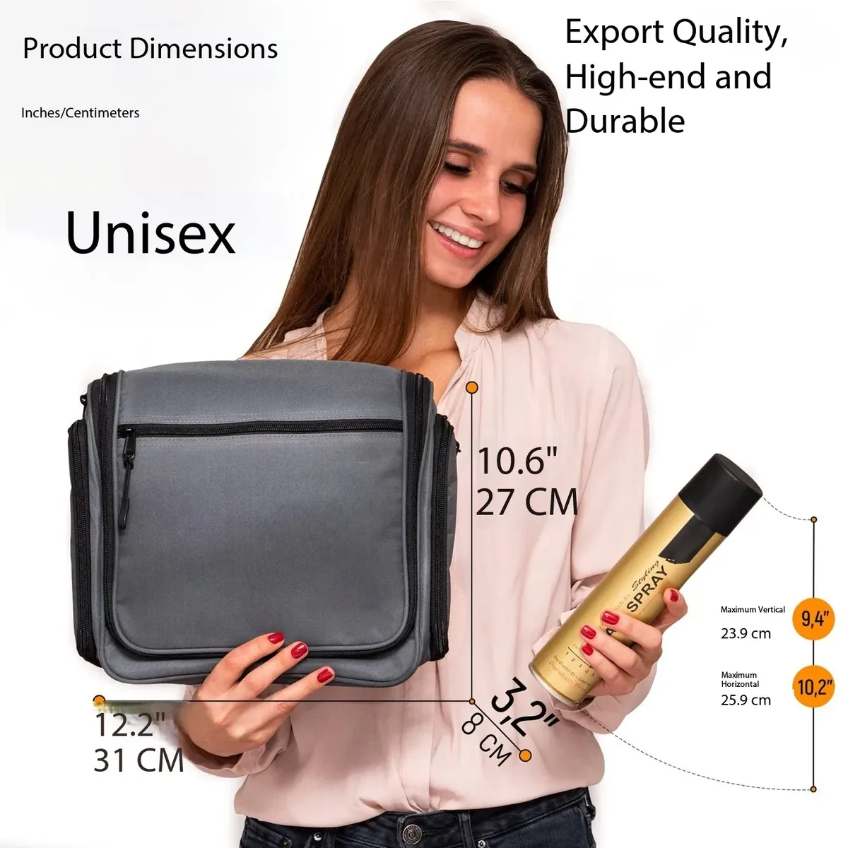 nouvelle trousse de toilette imperméable de grande capacité avec crochet, trousse de maquillage portable, trousse de toilette de voyage avec séparation humide et sèche
