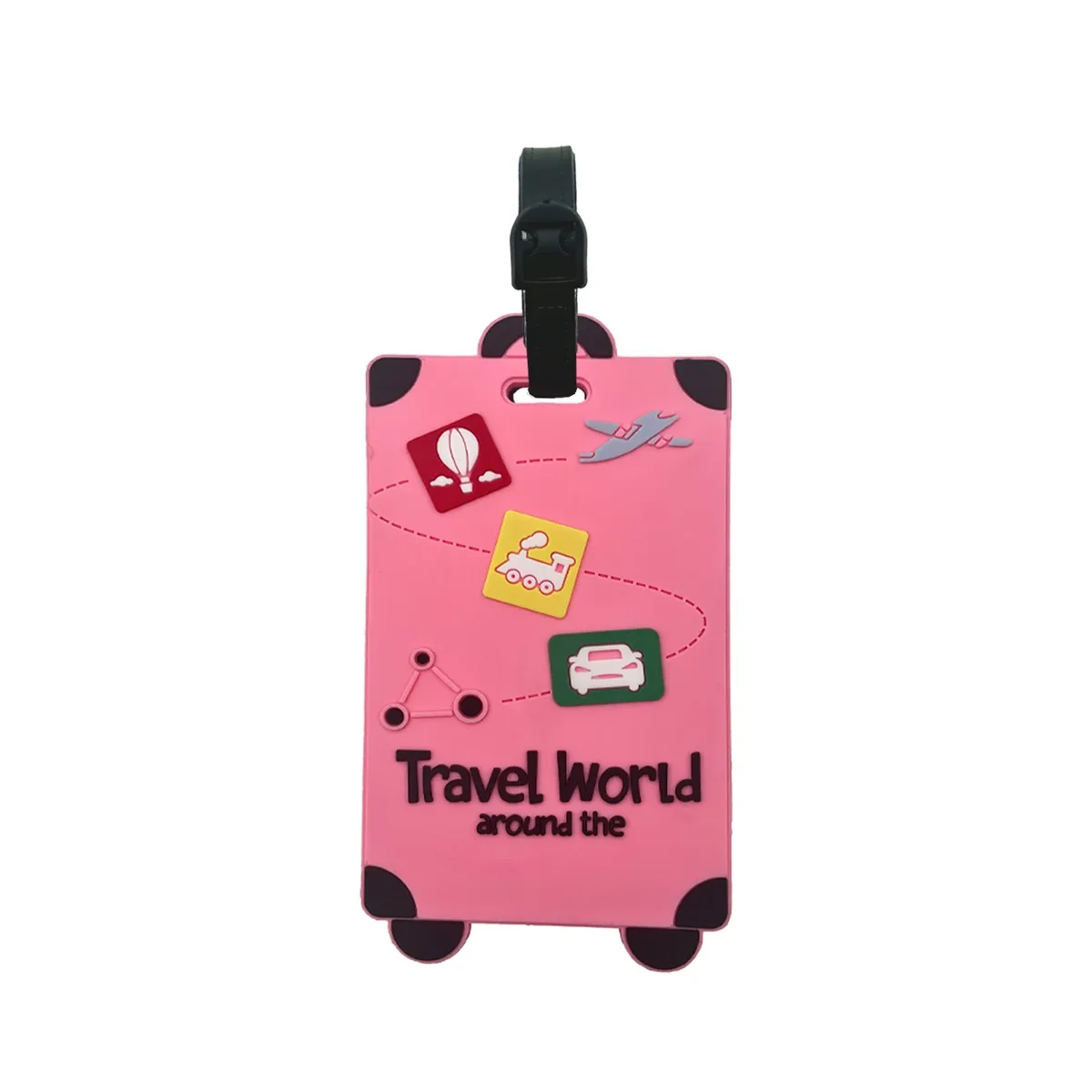 étiquettes de bagage de voyage en silicone – porte-badge et carte d'identité, anti-contrefaçon, accessoires d'avion de couleur unie