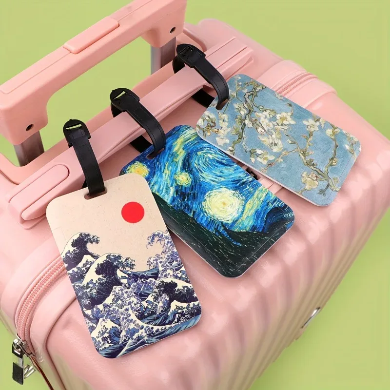 étiquette de bagage créative inspirée de l'art de van gogh, l'accessoire de voyage idéal, incluant une étiquet