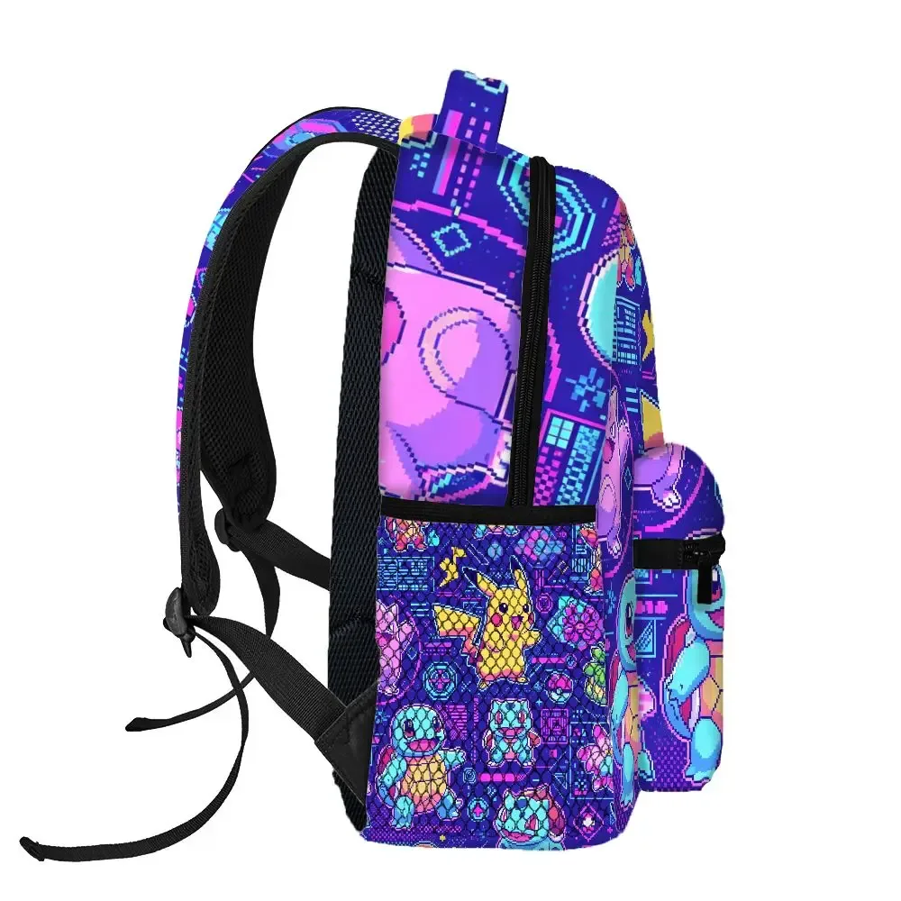sac à dos imprimé pokemon pixel art, sac d'école, sac à dos décontracté pour garçons et filles, sac à dos de voyage pour ordinateur portable
